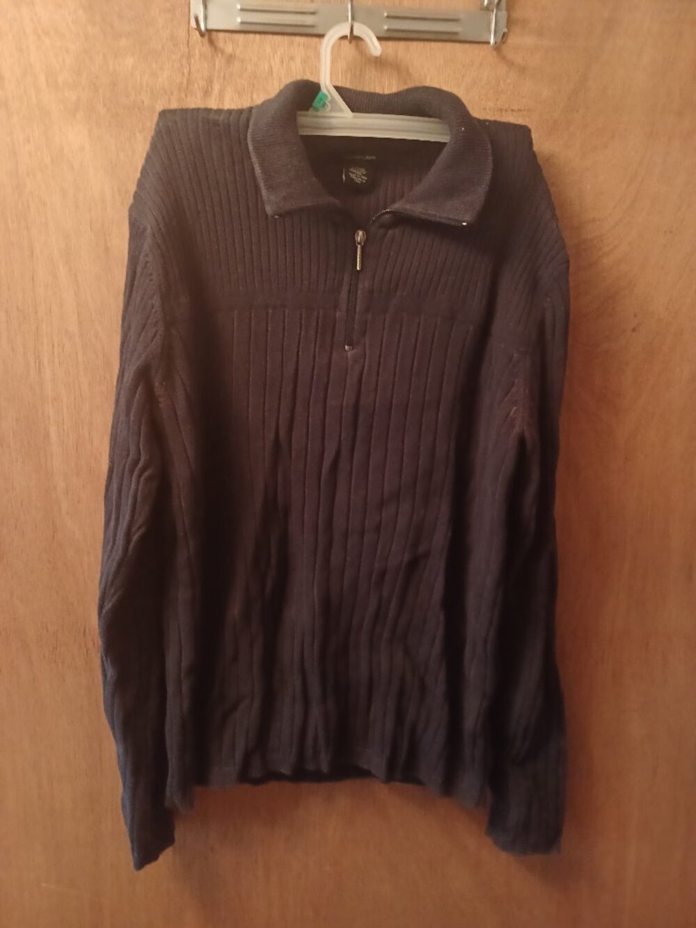 Calvin Klein Jeans Men's Cotton Black Ribbed Mock Neck SweaterTop